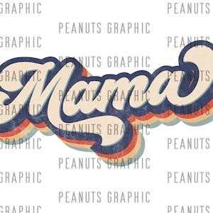 Retro Mama PNG Sublimation Design, vintage, Distressed, Digital Download, Clipart, templates, Print, Two