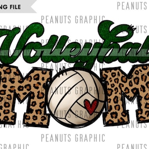 Volleyball Mom PNG, Sublimation Design, Volleyball Mama, Leopard, Green, Digital Download, Clipart, templates, Printable