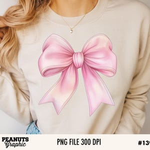 May include: A digital illustration of a pink bow on a beige background. The bow is drawn in a watercolor style with soft edges and a light pink color.