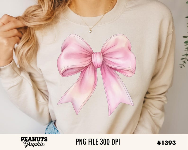 May include: A digital illustration of a pink bow on a beige background. The bow is drawn in a watercolor style with soft edges and a light pink color.