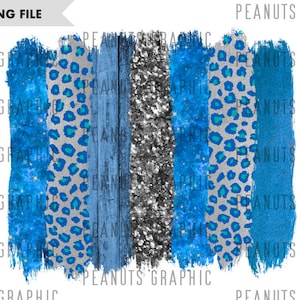 Brushstrokes Background PNG, Sublimation Design, Light Blue, Silver, Leopard, Cheetah, Digital Download, Glitter Clipart, Print
