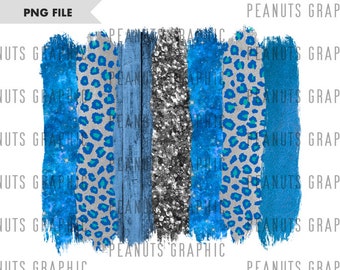 Pinselstriche Hintergrund PNG, Sublimationsdesign, Hellblau, Silber, Leopard, Gepard, digitaler Download, Glitzer Clipart, Druck