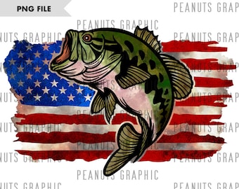 US Bass Fish PNG Sublimation Design, American Flag, Father's Day 4th of  July, US Flag, Angling, Patriotic Design, Digital Download