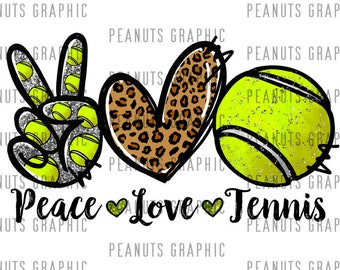 Peace Love Tennis PNG, Tennis Sublimation Design, Leopard, Cheetah, Digital Download, Clipart, templates, Print