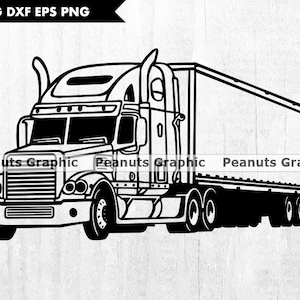 Fichiers SVG semi-remorque pour Cricut, clipart camion tracteur, gros camion PNG, fichier coupé, camée silhouette, découpe, téléchargement numérique II