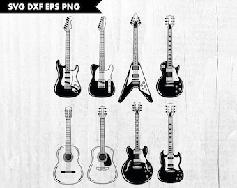 Guitar SVG PNG, Electric Guitar, Acoustic Guitar PNG, Classical Guitar Cut file, Clip Art Silhouette Cameo, Digital Download