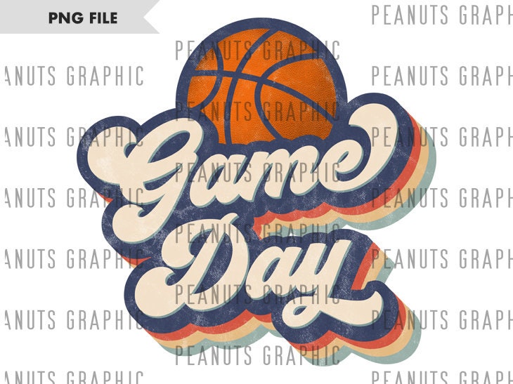 Retro Basketball Game Day PNG Sublimation Design, Vintage, Distressed, Digital Download, Clipart, templates, Print