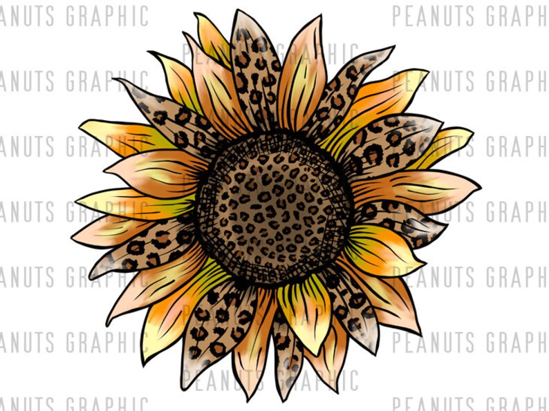 Sunflower Leopard Cheetah PNG Sublimation Digital Download ...