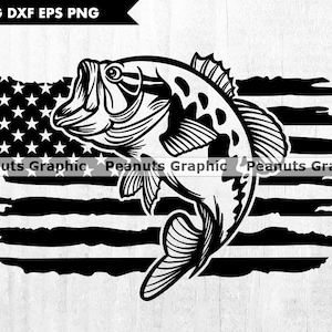US Bass Svg files for Cricut, USA Flag Bass Fish svg, American US flag, Angling svg, Cut file, Silhouette Cameo, Digital Download