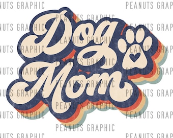 Retro Dog Mom PNG Sublimation Design, vintage, Distressed, Digital Download, Clipart, templates, Print