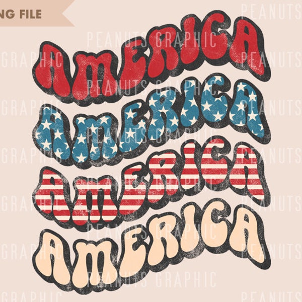 Retro America PNG, Sublimation Design, 4th July Sublimation Png, Patriotic png, American png, Digital Download, PNG file for shirt