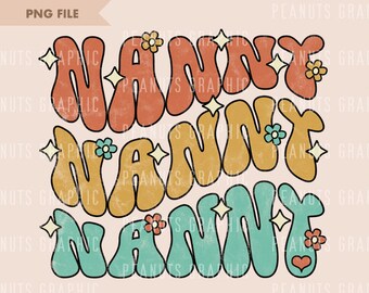 Design retrò a sublimazione PNG Nanny, popolare vintage, invecchiato, download digitale, file PNG per maglietta