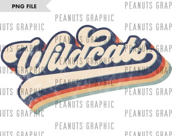 Diseño de sublimación PNG de Wildcats retro, vintage, desgastado, descarga digital, clipart, plantillas, impresión