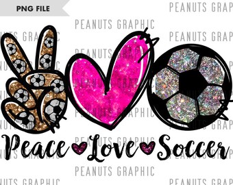Peace Love Soccer PNG, Sublimation Design, Pink, Digital Download, Clipart, templates, PNG file for shirt
