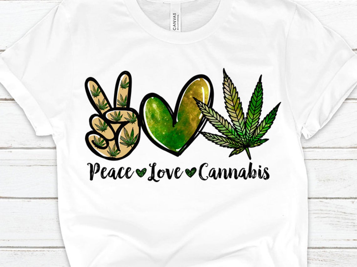 Peace Love Cannabis PNG Sublimation Design Clipart - Etsy