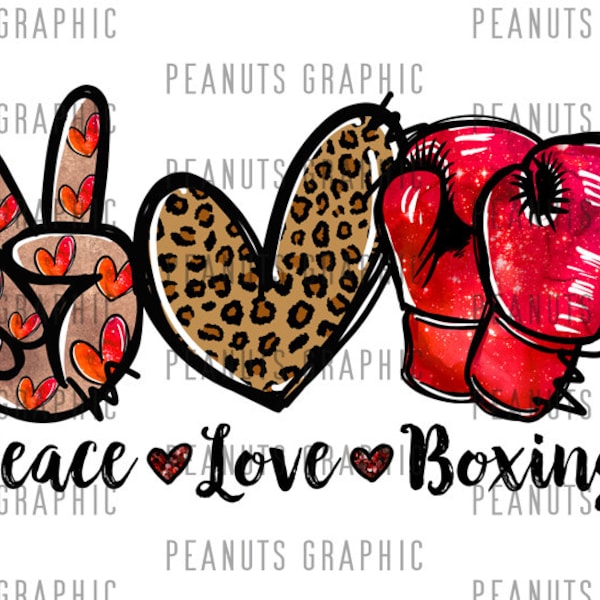 Peace Love Boxing PNG, Boxing Sublimation Design, Gloves, Leopard, Cheetah, Digital Download, Clipart, templates, Print