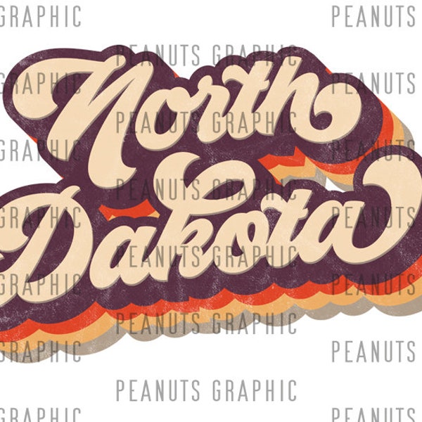 Retro North Dakota PNG Sublimation Design, ND, U.S. state, vintage, Distressed, Digital Download, Clipart, templates, Print