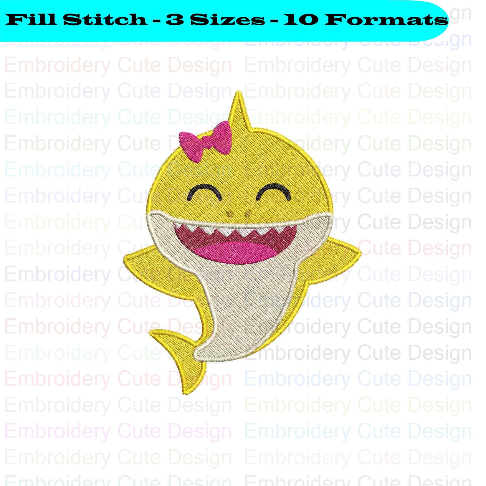 Baby Shark Girl Embroidery Design 3 Sizes 10 Formats Etsy