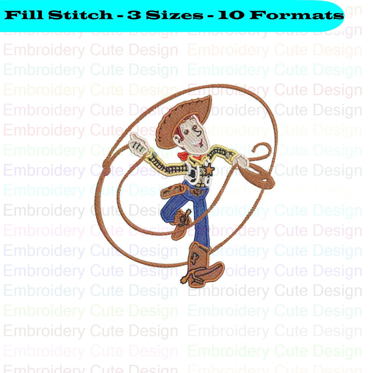 Woody Lasso Toy Story Embroidery Design 3 Sizes 10 Formats | Etsy