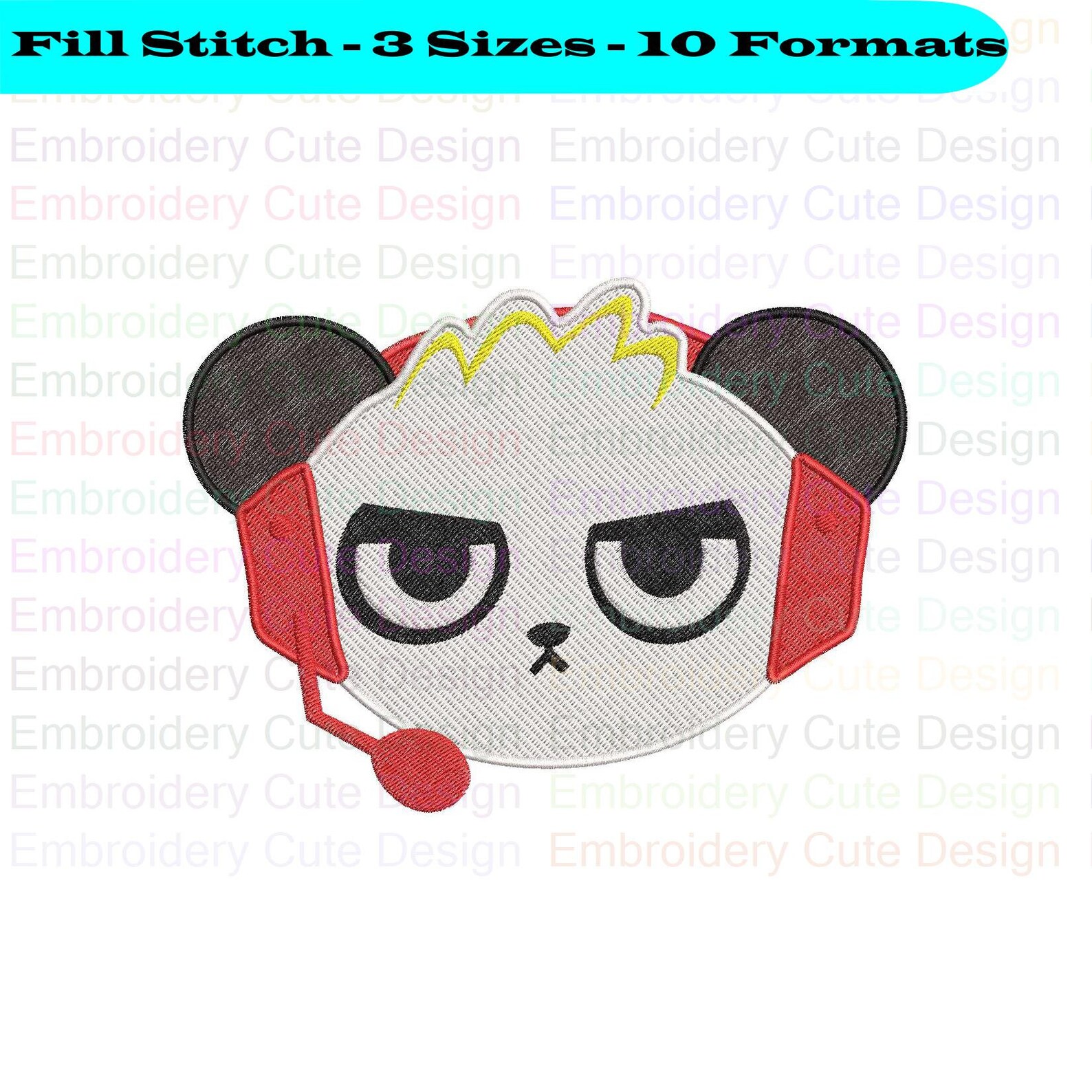 Combo Panda Face Ryans World Embroidery Design 3 Sizes 10 Etsy