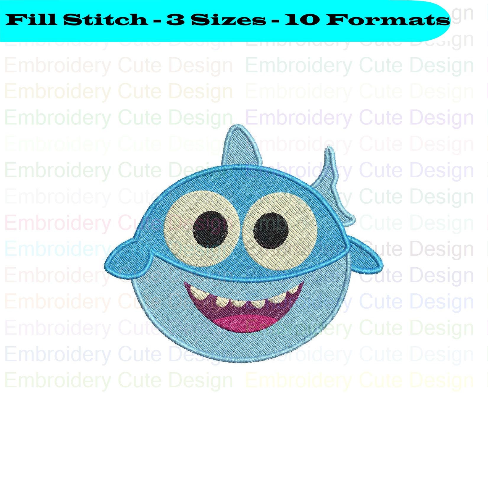 Baby Shark Boy Embroidery Design 3 Sizes 10 Formats Etsy