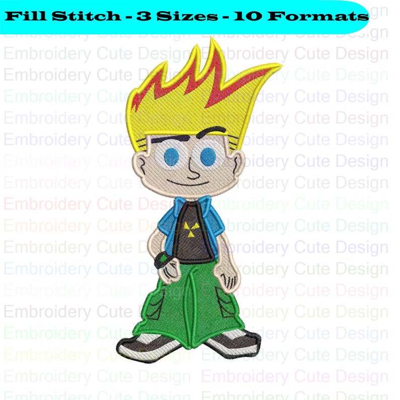 10 Formats Instant Download Johnny Test Embroidery Design 3 Sizes
