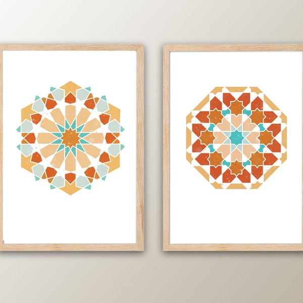 Marocain art, ensemble de affiches, Art Mural imprimable, décor géométrique.