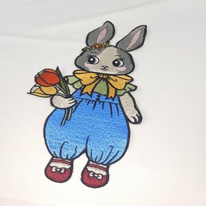 Cartoon konijn borduren grote applique patch kant stof naaien stof kleding decoratie plakken accessoires kant stoffen