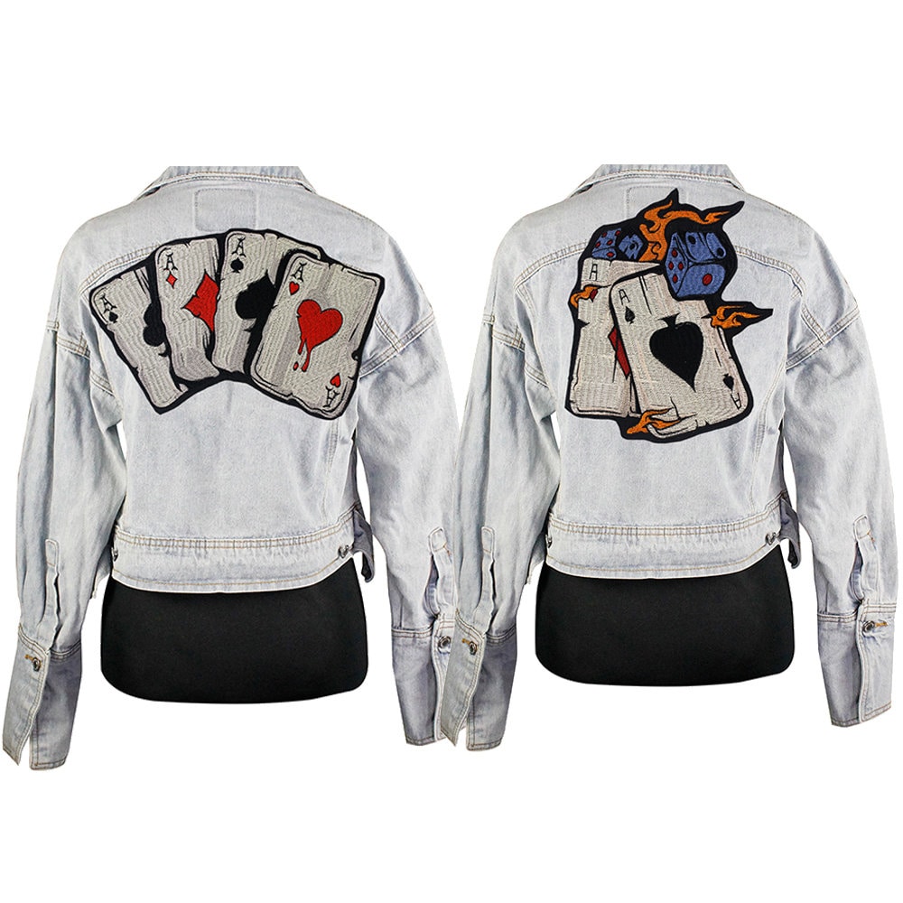 Large Ace Playing Cards Patch: Embroidered Iron-On Biker Applique