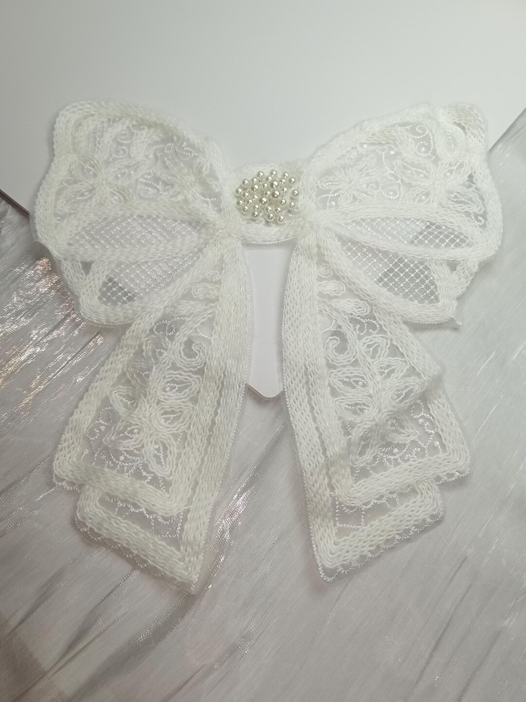 Dress with Collar Bow & Applique Work