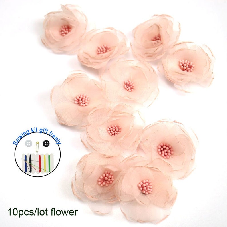 10pcslot diy handmade Chiffon flowers patches for clothing 3D floral fairy floral parche appliques parches bordados para ropa