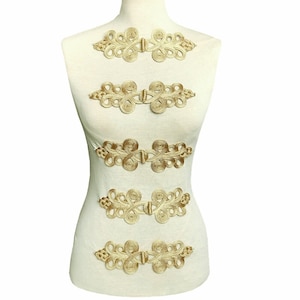 Chiusura con cordino in oro barocco a forma di rana, con ricamo, bottone con nodo cinese, applicazione retrò per accessori fai da te per abbigliamento AC1577