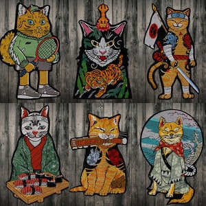 Korting/Tattoos Kat Borduurwerk Patch/Japanse Cultuur/Ijzer op Cartoon Patches/Sticker Badges voor Kleding
