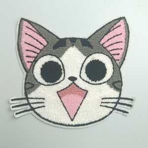 Mode cartoon grote handdoek borduurwerk kat patch stickers, kledingstickers, doe-het-zelfaccessoires