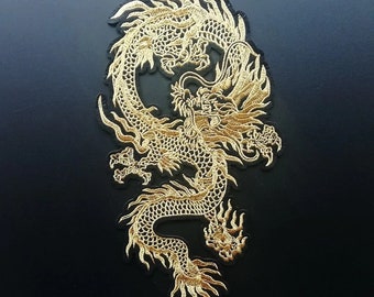 discount/Golden Chinese Dragon Embroidery Patch /Sew On Clothes /Applique for DIY /Clothing Accessory Patch