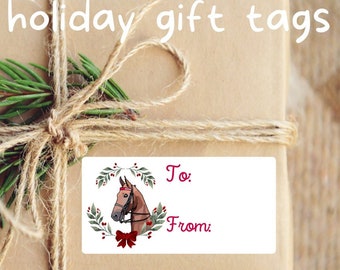 Etiquetas de regalo de Navidad para caballos de silla de montar, pegatinas de regalo para amantes de los caballos, etiquetas de regalo para Navidad, etiqueta adhesiva navideña, regalo ecuestre