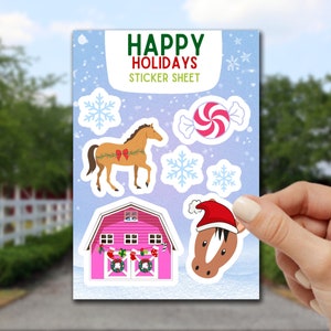 Horse Sticker Set, Christmas, stocking stuffer, Holiday Gift,  laptop sticker, Gifts for Horse lovers, Equestrian, water bottle sticker