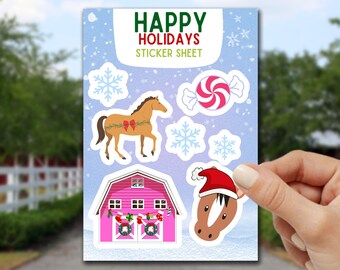 Juego de pegatinas de caballos, Navidad, relleno de medias, regalo navideño, pegatina para computadora portátil, regalos para los amantes de los caballos, ecuestre, pegatina de botella de agua