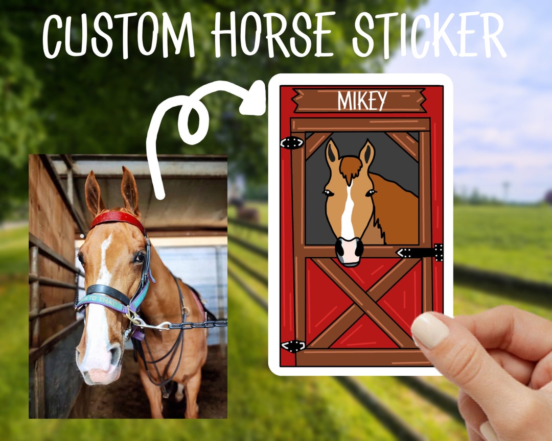 Custom Horse Head Sticker With Name Barn Stall Laptop Water Etsy