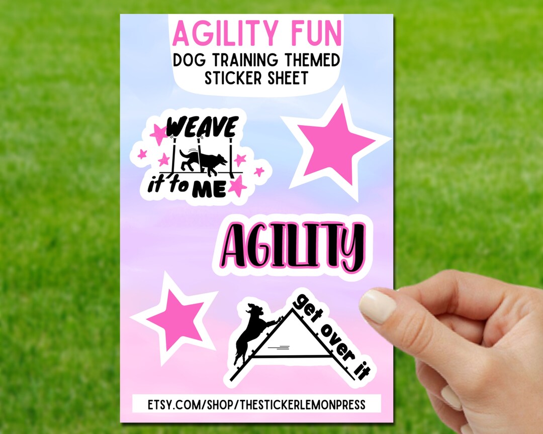 Dog Agility Sticker Sheet, Dog Obedience Decals, Gift for Dog Trainer