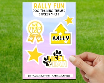 Dog Rally Sticker Sheet, Dog Obedience decals, Gift for Dog Trainer, Dog Lover Sticker, Border Collie Sticker, Dog Sports, troquelado, portátil