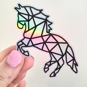 Equestrian Sticker: holographic  horse sticker geometric gift for equestrian horse rearing horse
