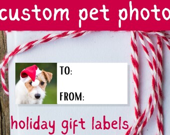 etiquetas de regalo de Navidad personalizadas para fotos de mascotas, pegatinas de regalo para amantes de las mascotas, etiquetas de regalo para Navidad, etiqueta de pegatina navideña, regalo para perros, regalo para gatos