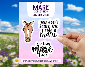 Mare Horse Sticker Set, laptop sticker, Gifts for Horse lovers, gift for Equestrian, water bottle sticker, Funny Saying, 5 gaited, die cut