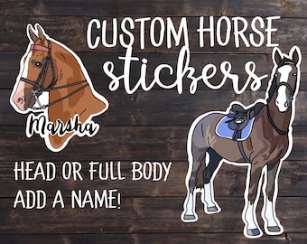 Pegatina de caballo personalizada impermeable vsco, pegatina de botella de agua para ordenador portátil, pegatina de foto, regalo para jinetes, pegatina de imagen de caballo