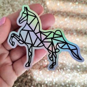 Equestrian Sticker: holographic saddlebred horse sticker geometric