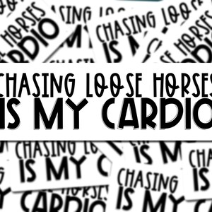 chasing loose horses is my cardio Equestrian Waterproof Vsco laptop water bottle sticker gift for equestrian horse funny quote saying