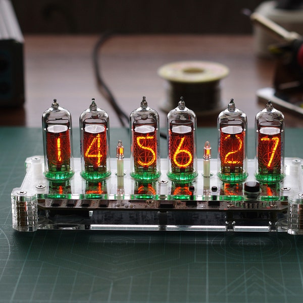 Nixie Tube Clock auf 6 IN-14 Röhren || Zusammengebautes Acrylgehäuse USB Powered