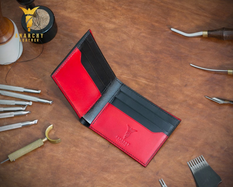 Present Hand-Painted Handmade Hand-Tooled Men/'s Wallet Custom Wallet Personalized Wallet Hannya Wallet Hand-Carved Gift