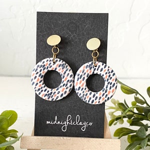 blue and white earrings, circle earrings, handmade jewelry for best friend, christmas gift ideas for sister, secret santa gift for women